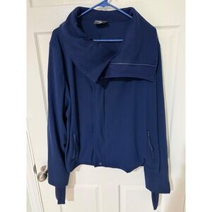 Popflex Womens Navy Blue Athleisure Moto Jacket Size 2X